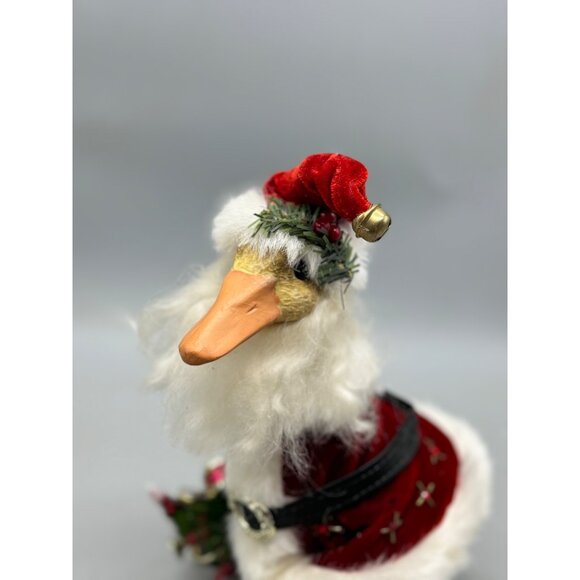 Santa Duck Figurine Red Velvet Outfit White Faux Fur Trim & Accessories READ - Picture 4 of 8